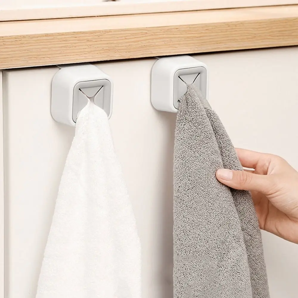 Simple Plastic Towel Plug White Punch-free Rag Stopper Wall Mounted Hanging Hand Towel Storage Rack Bathroom