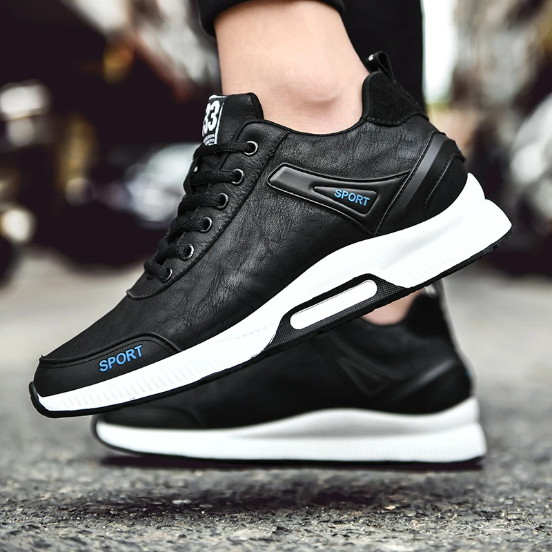 Men Leather Elevator Shoes Chunky Casual Sneakers Height Increase Insoles 6CM Heightening Shoes Tall Lift Sports Shoes