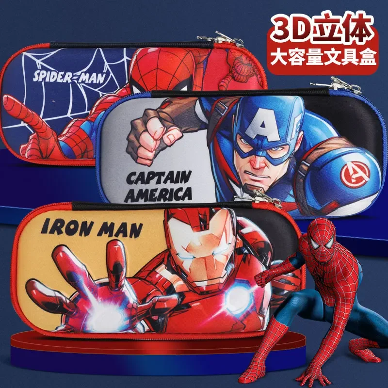 

Disney Anime Student 3D Spidemans Boys Pencil Case Cartoon Ironmans Kids Stationery Box Superheroes Large Capacity Storage Bags