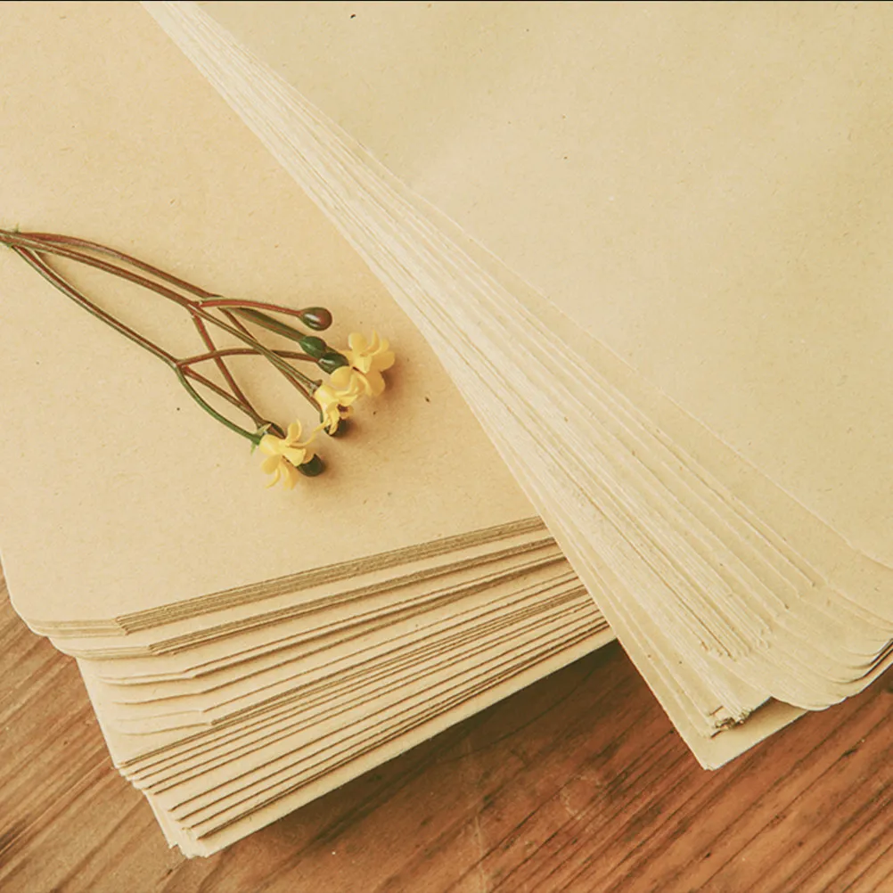 100Pcs Kraft Envelope Vintage Style 17.5cm Plain Color Classic Mini Envelopes for Office School Gift Baby Shower Storage