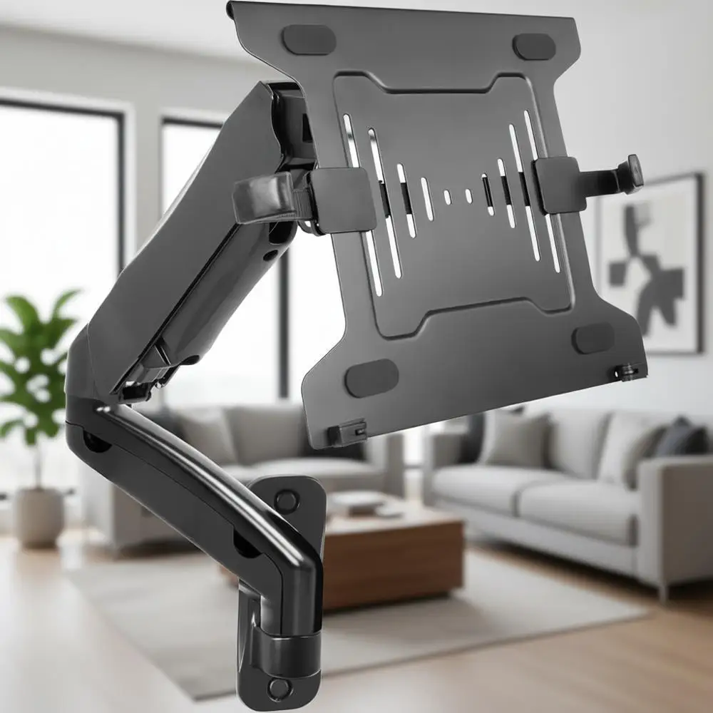

Height-Adjustable Pneumatic Laptop Wall Mount with Full Motion Swivel, Fits 10-15.6 Inch Screens, Black