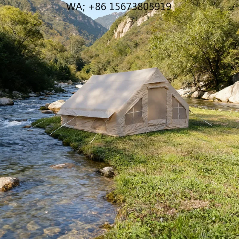 

Cotton Canvas Inflatable Tent 6-8 Person Luxury Waterproof Automatic Setup Portable Outdoor Family Camping Shelter