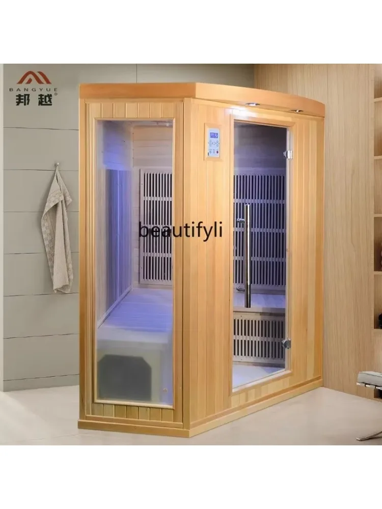 Solid wood hemlock sweat room No water light wave energy sauna room Family multi-person sweat room