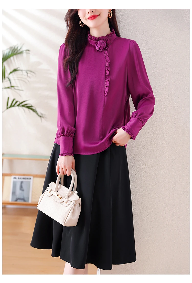 purple shirts women green tops