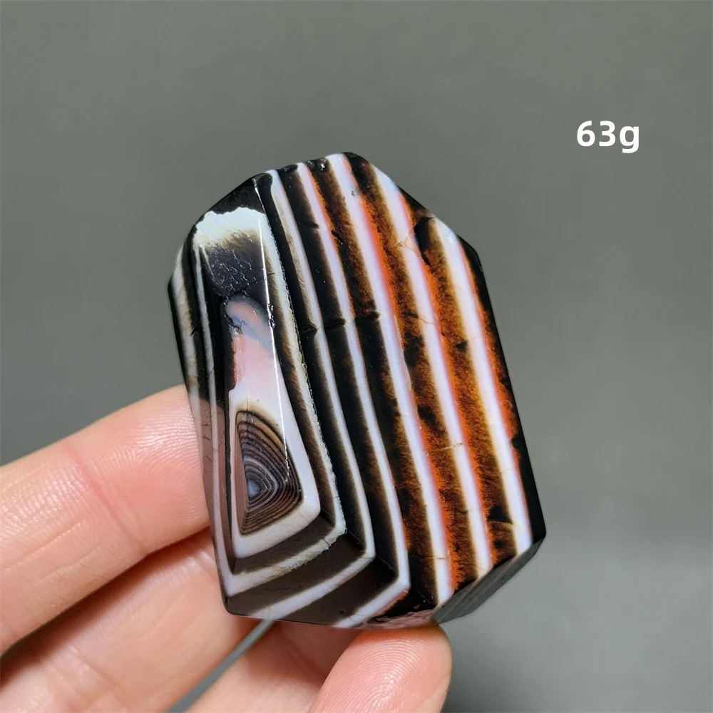 عينة معدنية طبيعية من العقيق الأسود المخطط غير منتظمة متعددة السطوح للتأمل والسحر مجموعة الطاقة هدية تزيين المنزل #5