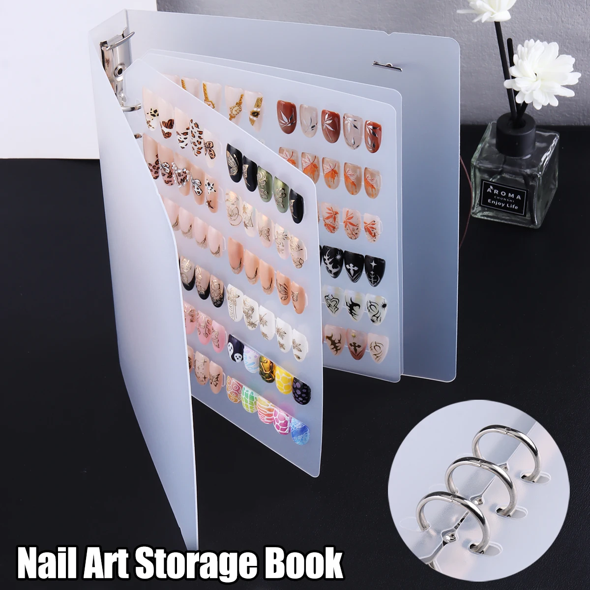 Livre de vitrine pour Nail Art, livre de rangement pour Nail Art de grande capacité avec porte-carte, outils de conception Simple et panneau d'affichage de bricolage
