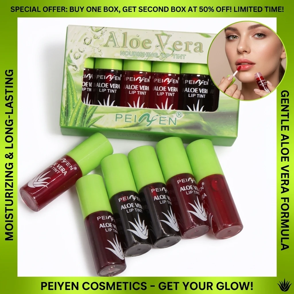 6 Color Lip Tint Stain Set Plumping Liquid Lipstick Aloe Vera Watery Lip Stain Lip Gloss Multi-use Moisturizing Lip & Cheek Tint