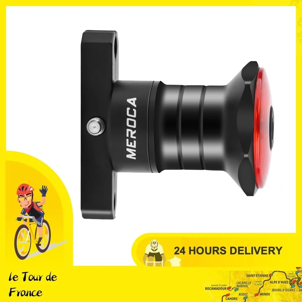 MEROCA Bicycle Smart Sensing Brake Rear Light MTB Bike Taillight Rechargable Light Atuo Automatic Induction Taillight Cycling