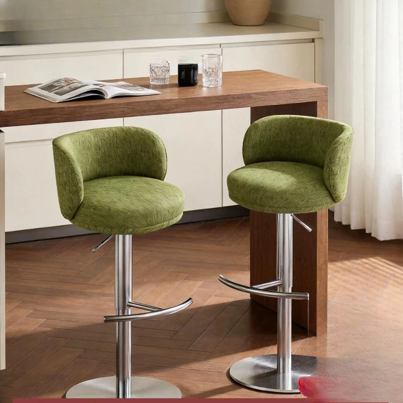 Stainless steel lifting bar chair household light luxury high sense rotating island chair designer high chair dining bar chair
