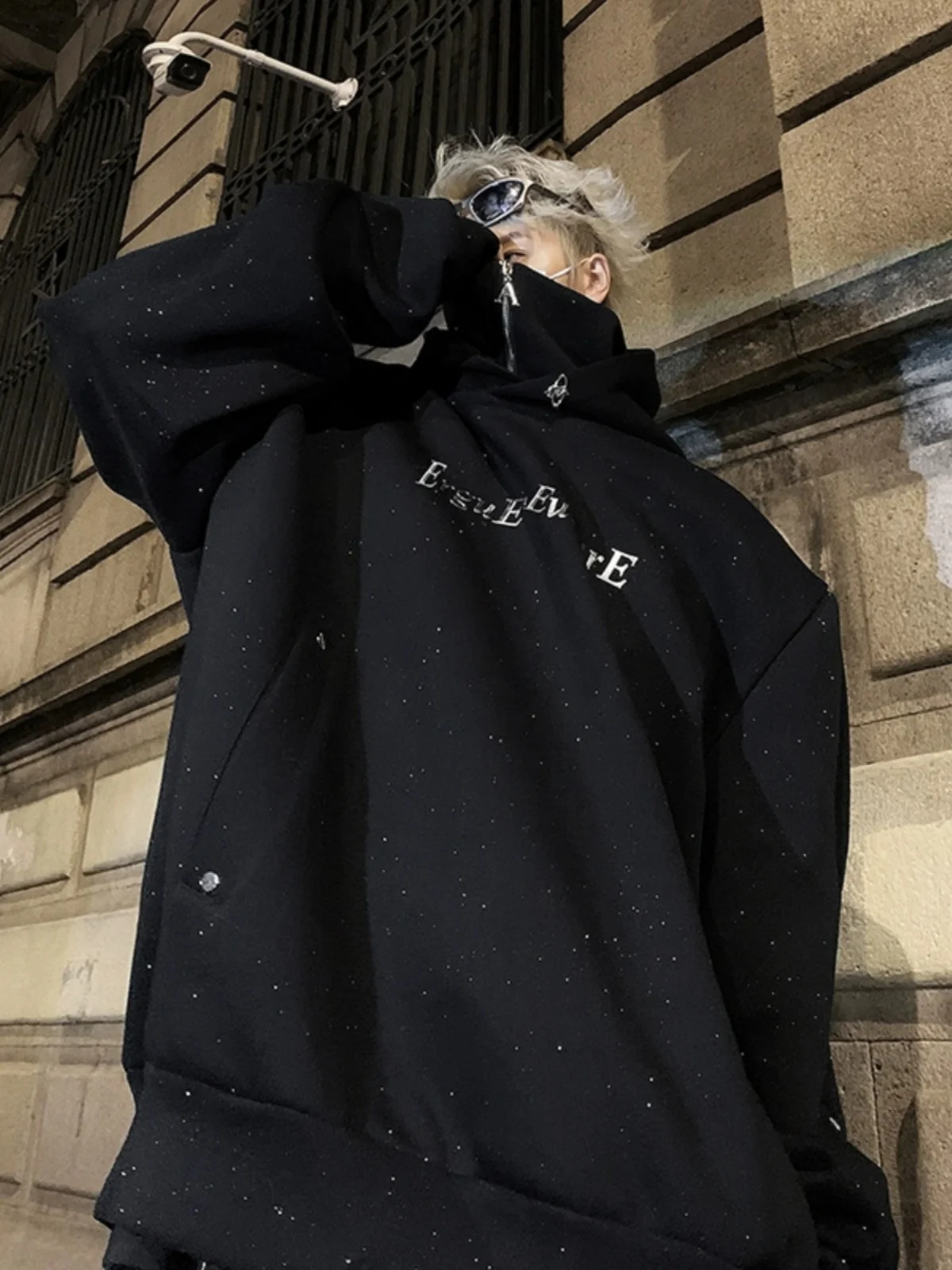 

Мужская толстовка Bla Hoodie Original American Double Layer Hood Cleanfit с подплечниками, высококачественная, в стиле деконструкции