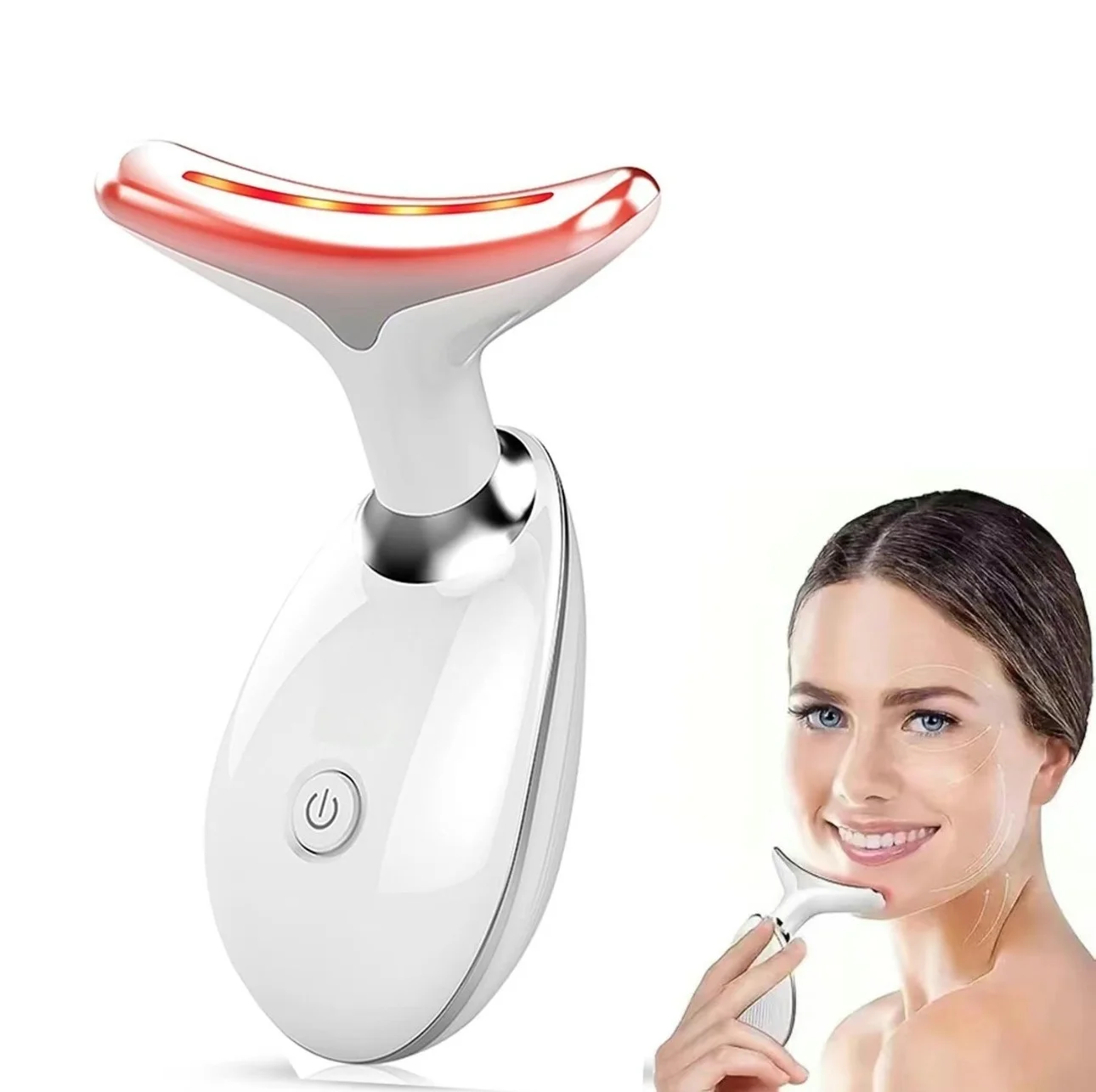 7LED Color vibrating neck device Beauty gifts, neck and face skin massager, 1 piece set portable usb charging, electric facial m