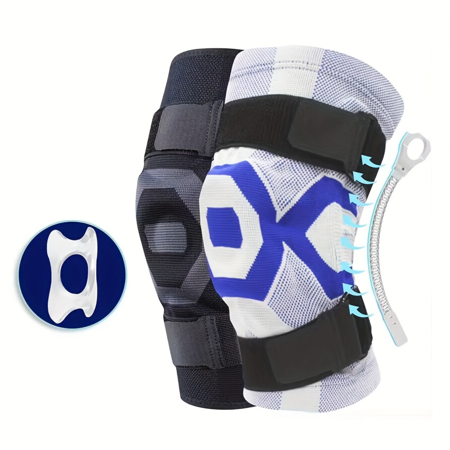 1pc Spring Knee Pad With Dual Straps And Silicone Padding For Enhanced Protection During Sports And Exercise