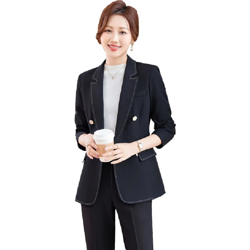 

Formal Business Suits for Office Ladies Women Uniform Style with Pants and Jackets Coat Blazers Femininos Pantsuits Trousers Set