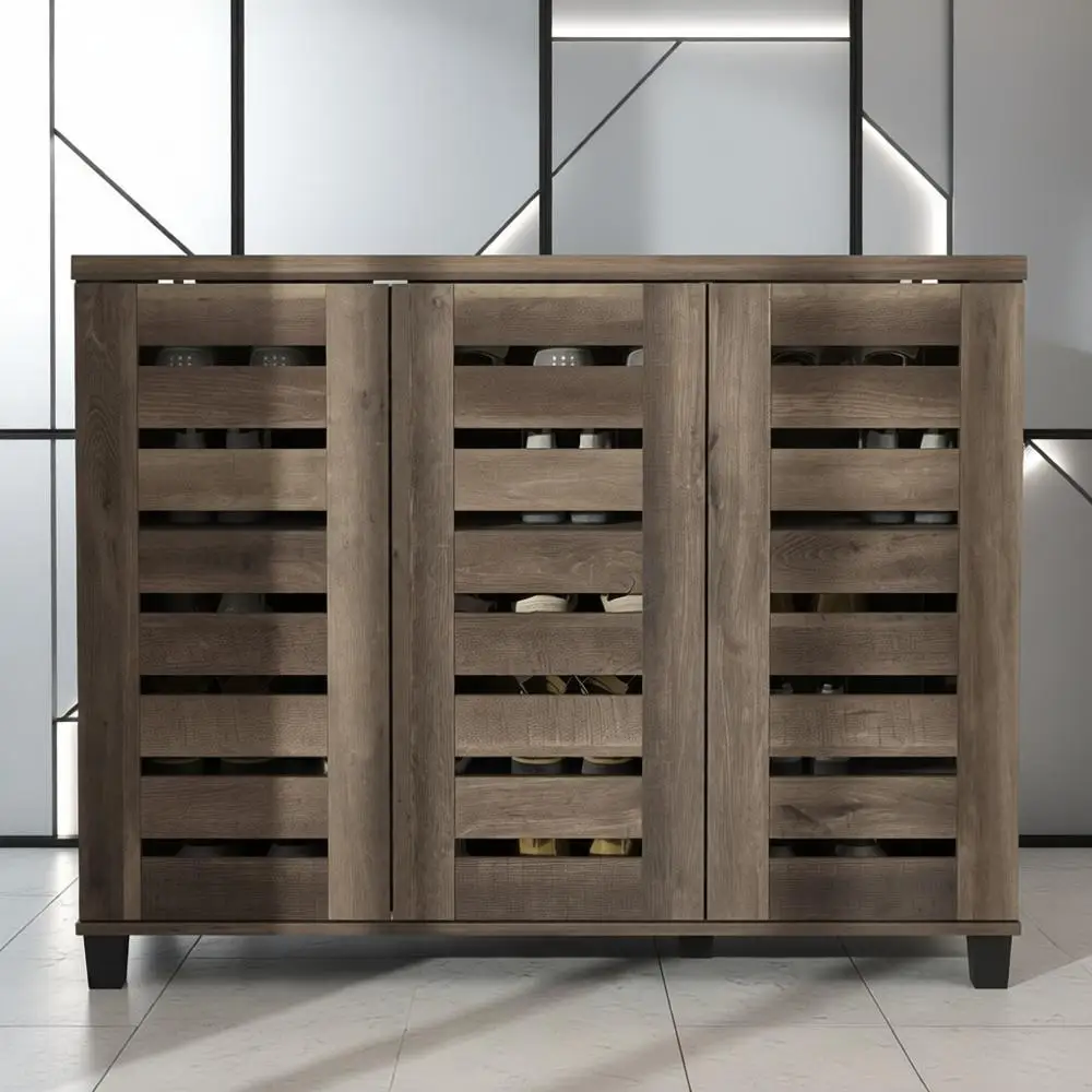 

Деревянная полка для обуви в прихожей с регулируемыми полками и вентилируемой спинкой, 35,4 В x 45,3 В x 13D, коричневый эспрессо