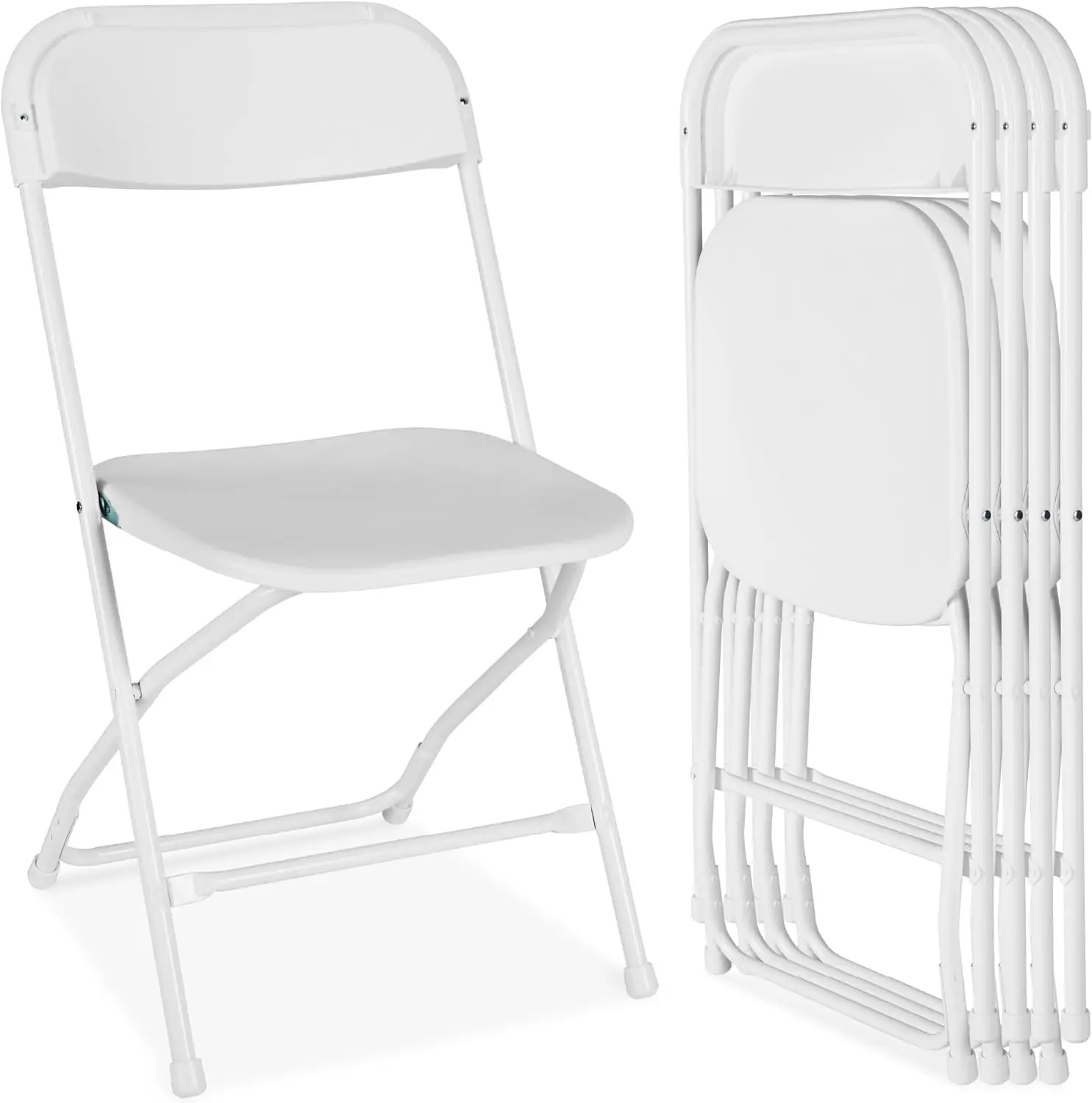 Set of 4 Plastic Folding Chairs, Portable Stacking Indoor Outdoor Seating for Home, Yard, Garden, Parties