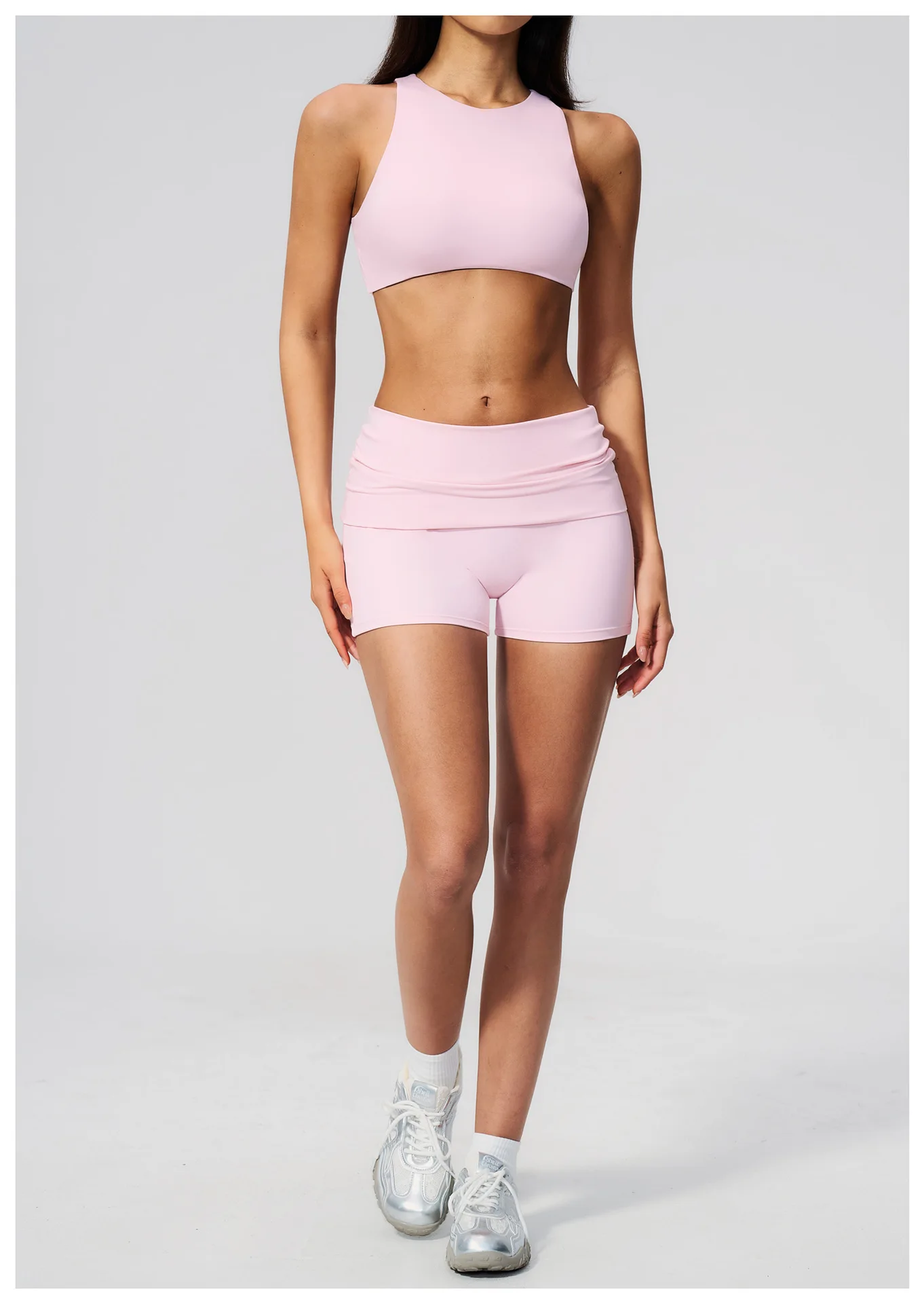 Damen Sport-BH mit Rückenausschnitt, Stoßdämpfend, Push-Up, Schnelltrocknend, Einfarbig, für Fitness, Laufen und Yoga – Detail 20