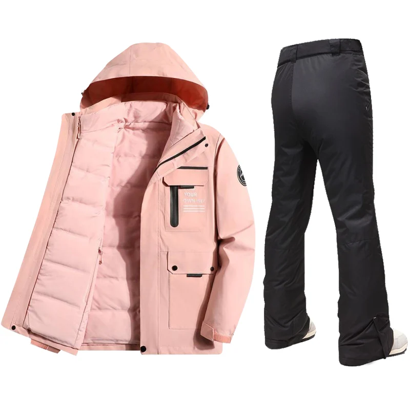 Women's Ski Suit Winter Waterproof Windproof Warm Down Jacket Snow Pants Outdoor Sports Snowboard Wear Skiing Outfits for Women