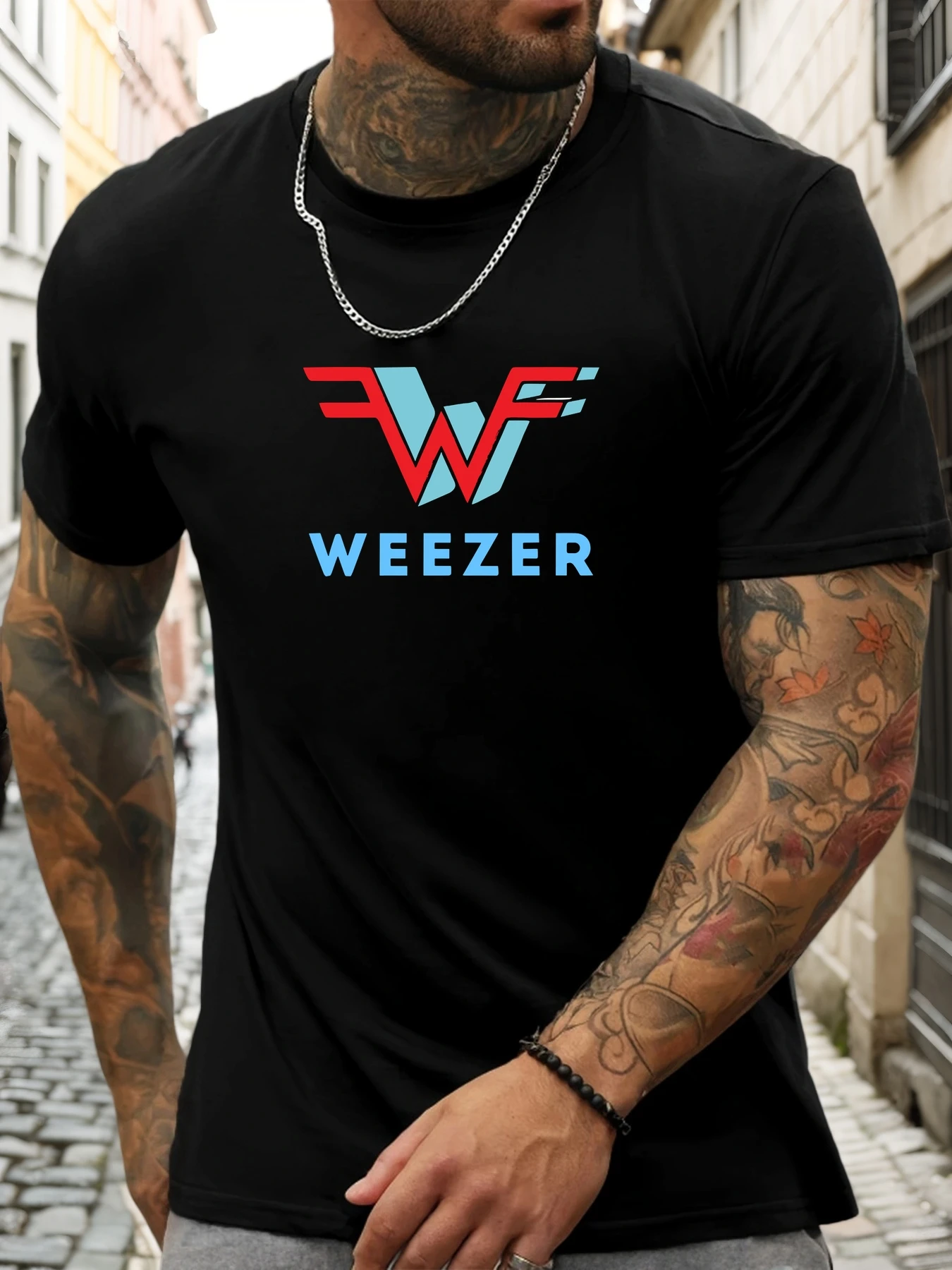 

Поп-мужская черная футболка с коротким рукавом из 100% хлопка Weezer с графическим принтом и круглым вырезом, летняя дышащая повседневная модная крутая футболка