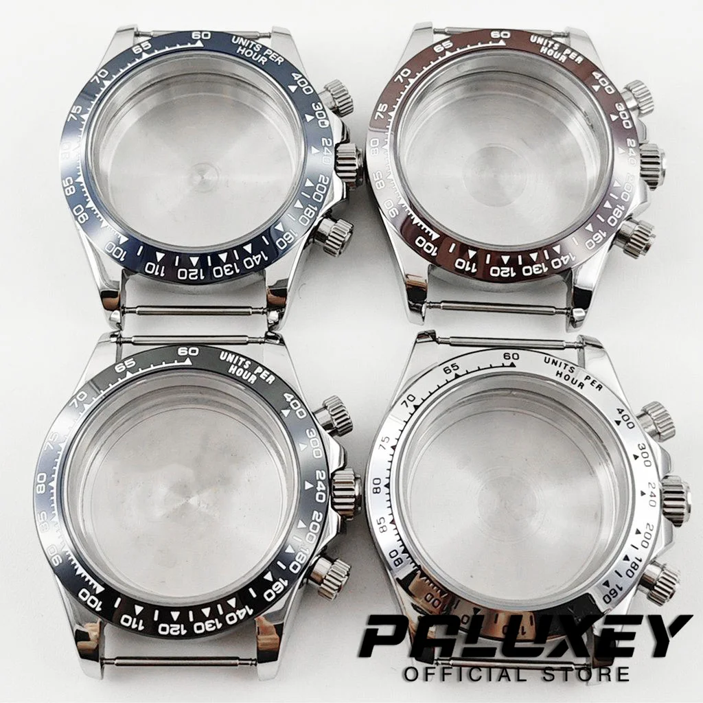 VK63 40mm Chronograph Indices Ceramic Bezel Sapphire Crystal Watch Case Accessories Watch Parts for VK63 VK63A Quartz Movement