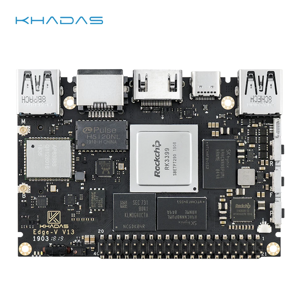 Khadas Edge-V Pro SBC: 4 Гб LPDDR4X + 32 ГБ eMMC один компьютер Rockchip RK3399 макетная плата M.2 слот для SSD и LTE mod