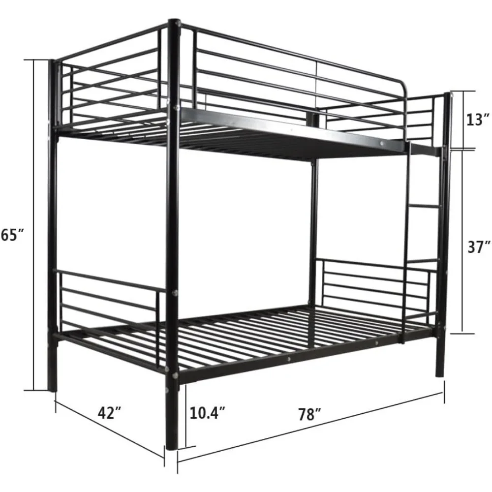 Litera doble para adolescentes, marco de Metal con escalera, ahorro de espacio, sin ruido, fácil montaje, No necesita resorte de caja