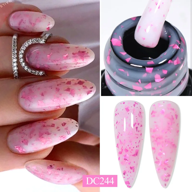 Mtssii 7ML Pink Glitter Quick Extension Gel Nail Polish Pink Gold Foils Effect Vernis Semi Permanent UV Gel Nail Art Hard Gel