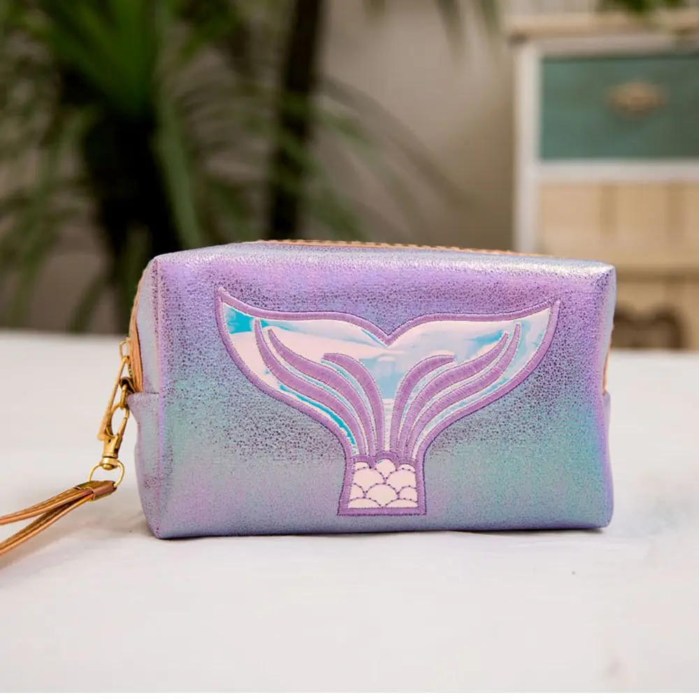 Travel Creative Mermaid Pattern Cute Lovely Waterproof Makeup Bag Laser Bag Cosmetic Bag Storage Bag