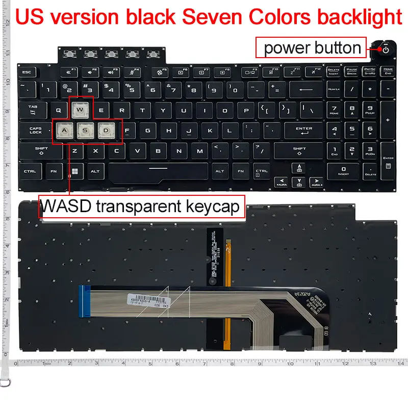 US/RU Keyboard Backlight For ASUS TUF Gaming FX506L FA506 FX506 FX706 FX706H FA706