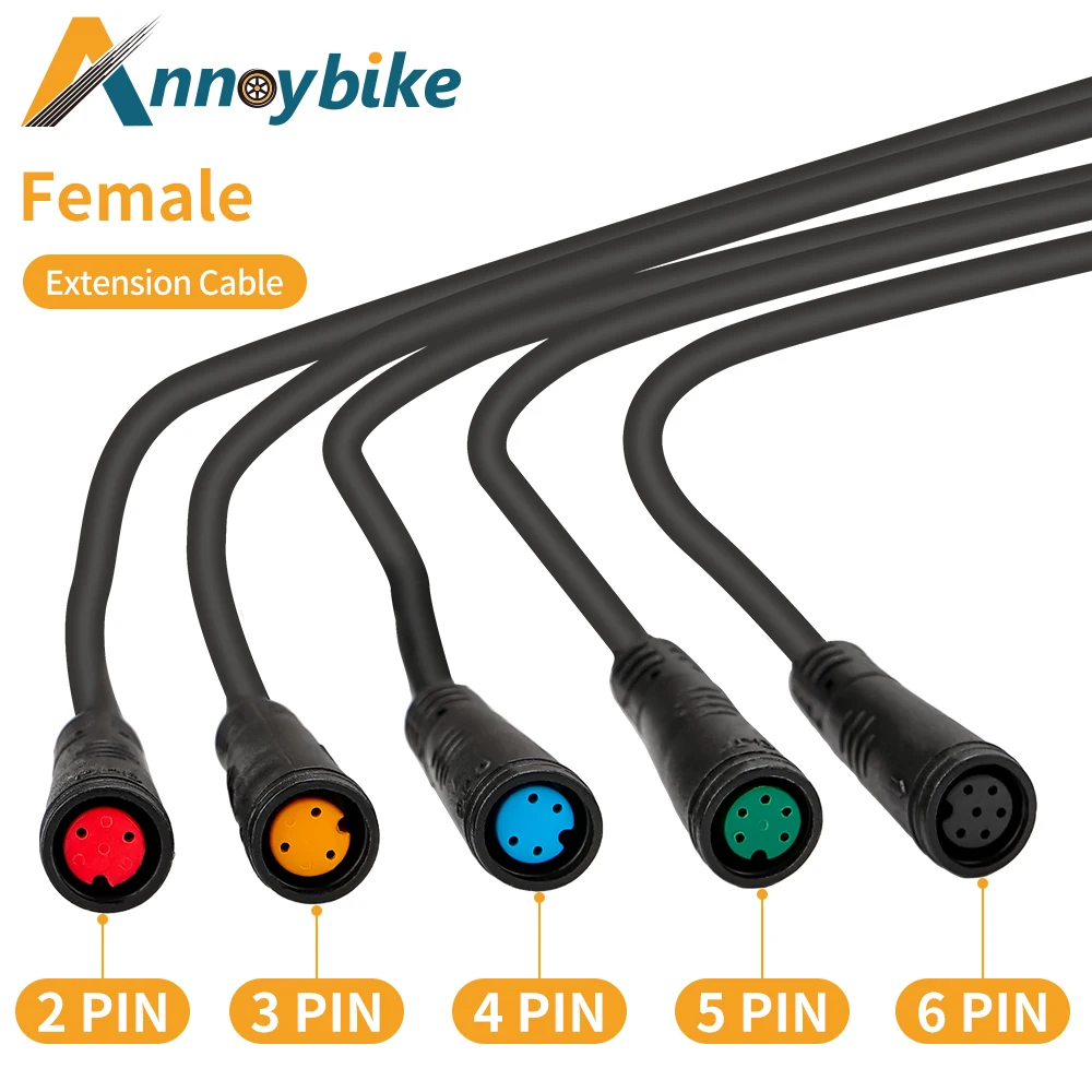 Ebike Extension Male/Female 2 3 4 5 6 Pin Cable Extension Connector Waterproof Plug Ebike Display Section PAS Parts Extension