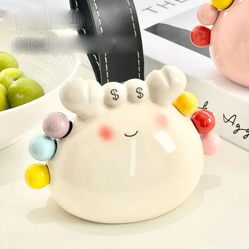 Crab Shaped Fruit Forks Dessert Cute Stainless Steel Small Fork Ceramic Storage Can Fruit Insertion Child Safe Fruit Forks ZI95