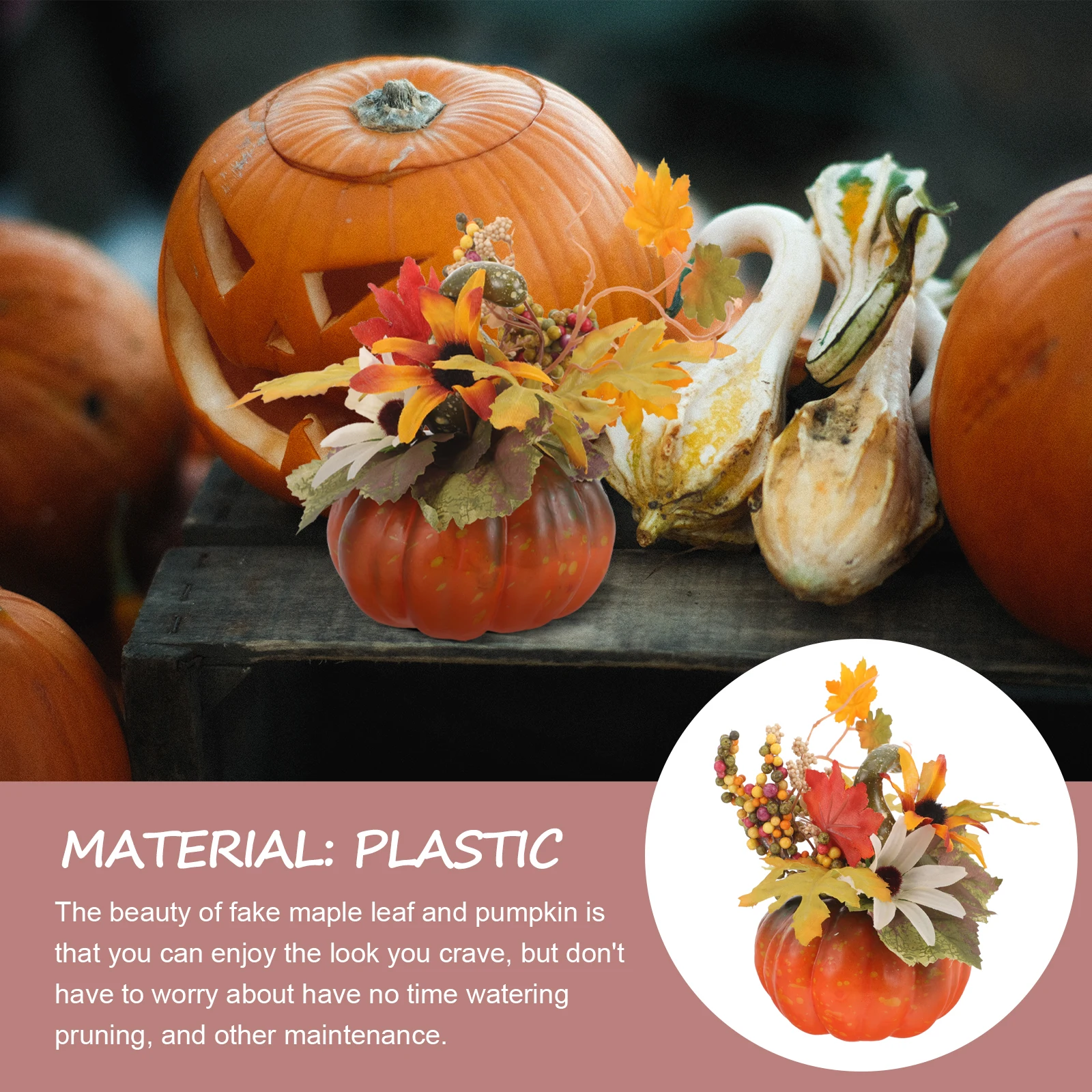 

3pcs Artificial Maple Leaf Pumpkin Decor Autumn Home Party Props Fake Sunflower Seasonal Halloween Thanksgiving Ornament