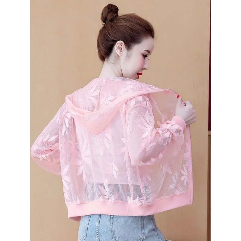 Mesh Sun Protection Clothing Women's New Summer 2026 Little Joker Super Fairy sun-protective clothing Hooded Lace Skin Shirt