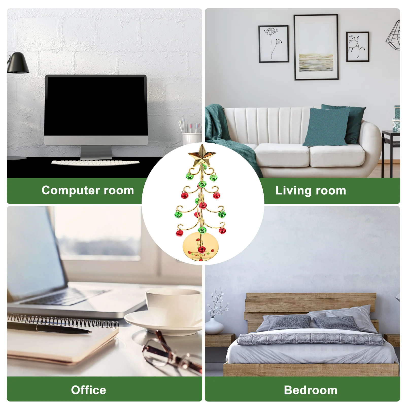 

Small Xmas Tree Iron Christmas Tree Decor for Desk Cabinet Bookshelf Christmas Landscape Table Decoration Festive Metal Ornament