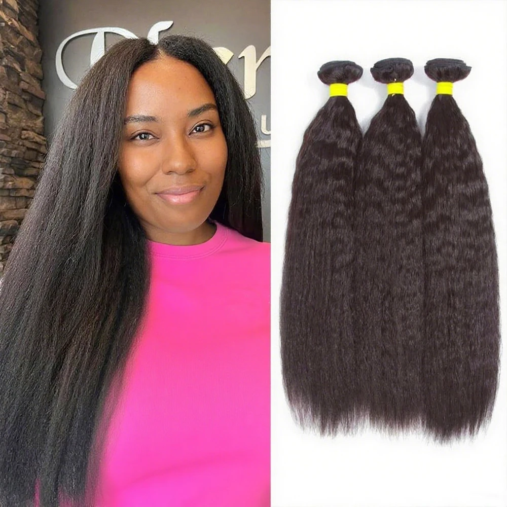 8-30 32 Inch Brazilian Kinky Straight Human Hair Bundles Remy Human Hair Extensions 1/3 Pcs Hair Weft Yaki Straight Human Hair