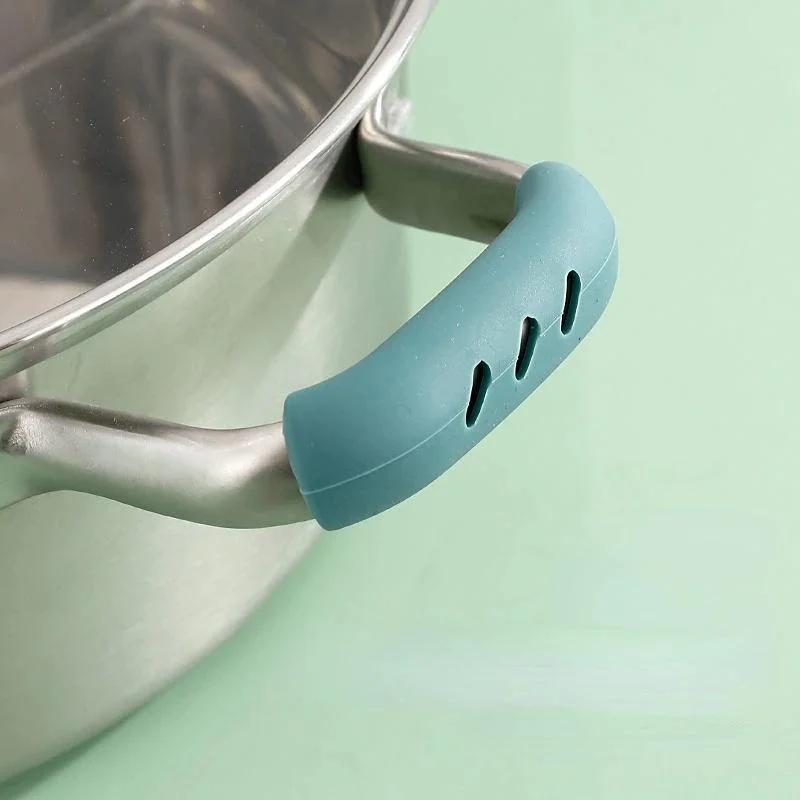 2 Pcs Silicone Pan Handle Cover Heat Insulation Covers Pot Ear Clip Steamer Casserole Pan Handle Holder Non-slip Kitchen Tools