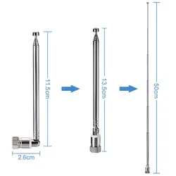 Bingfu UNBAL DAB DAB+ FM AM TV Antenna 6 Section Telescopic Aerial F Male Plug Connector for Home Audio Radio Stereo Receiver