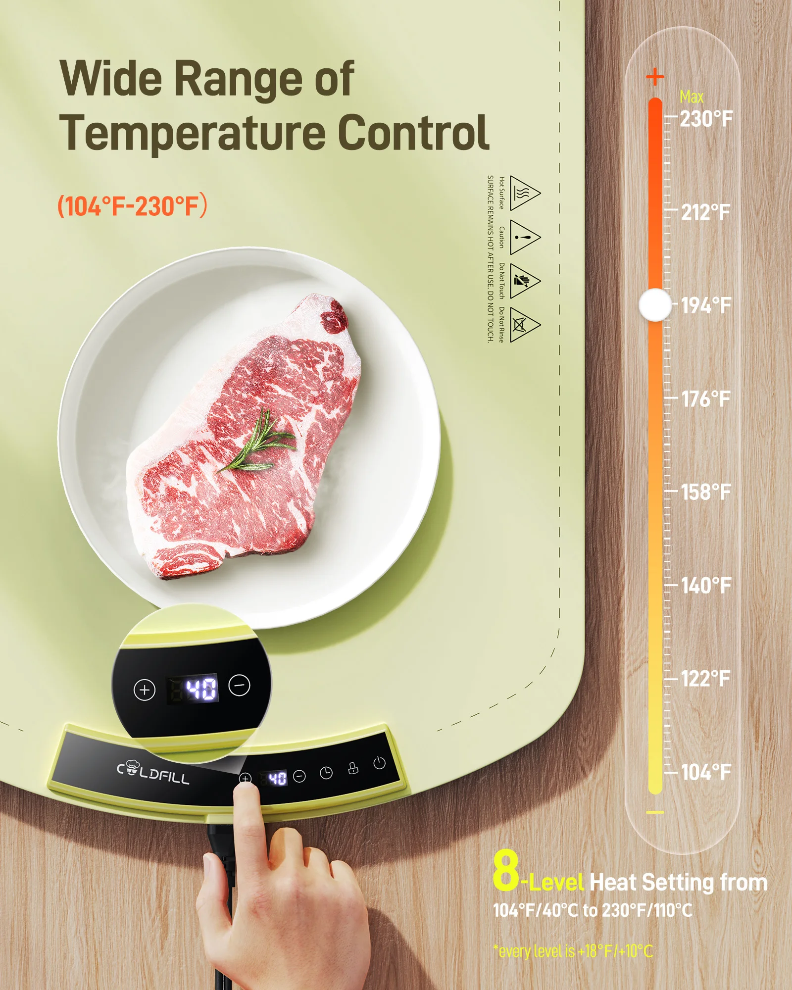 Fast Warming Plate with Adjustable Temperature Folding Heating Placemat Silicone Fast Heating for Home Buffets Restaurants