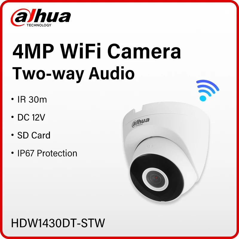 

Dahua Outdoor 4MP Wireless Camera P2P Remote Monitor Two-way Audio Camera Smart Home Motion Detection IPC SD Card HDW1430DT-STW