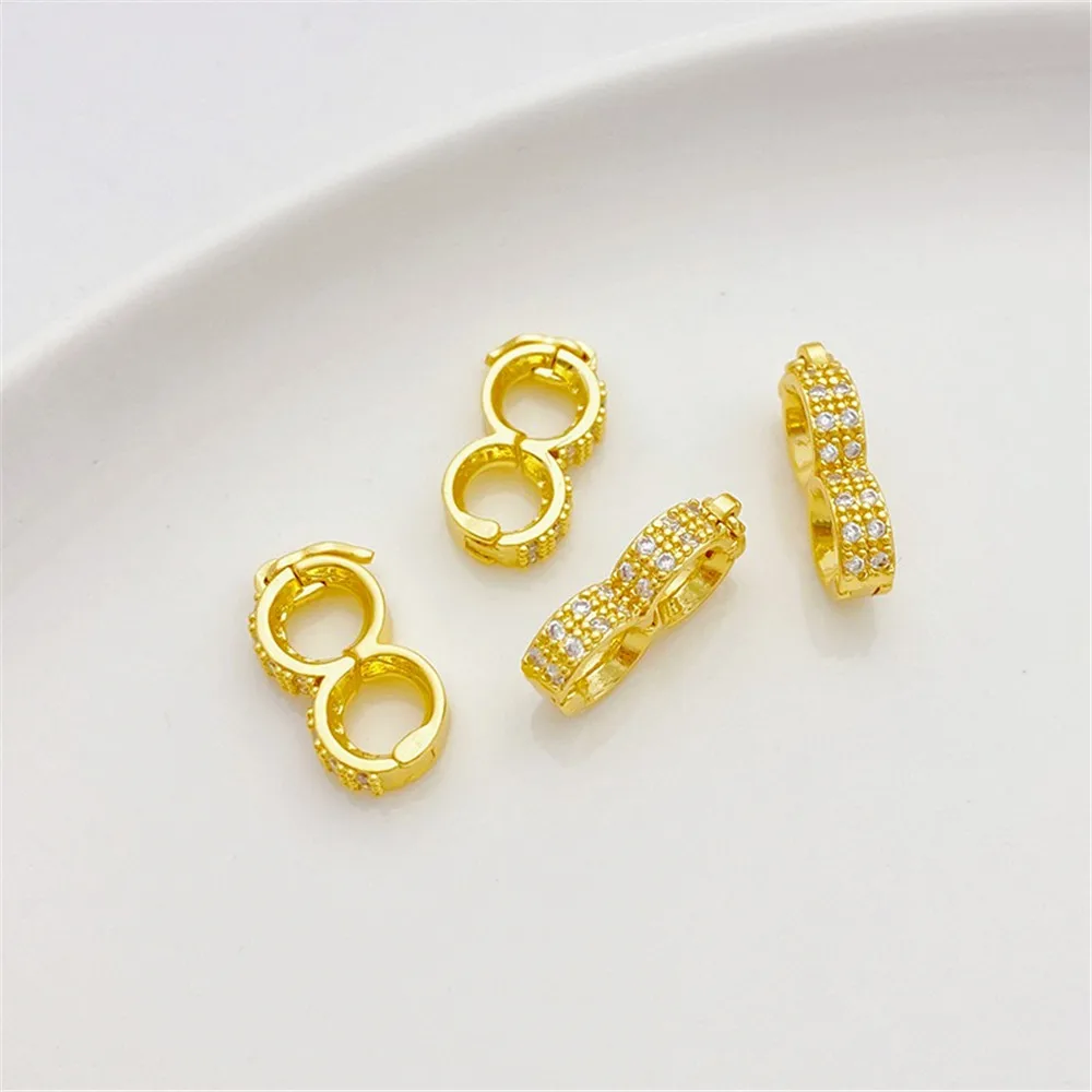 

18K Gold Inlaid Zirconium Gourd Pearl Universal Buckle Handmade Diy Bracelet Necklace Pendant Buckle Accessories K135