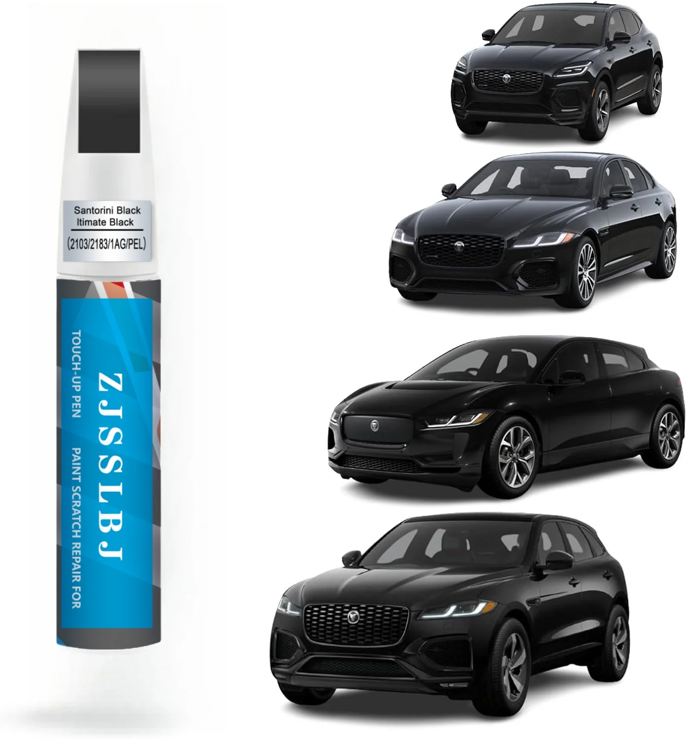 Car Touch Up Paint(Santorini Black/Ultimate Black(2103/2183/1AG/PEL)) for Jaguar, Car Paint Scratch Repair Kit, Quick & Easy Sol
