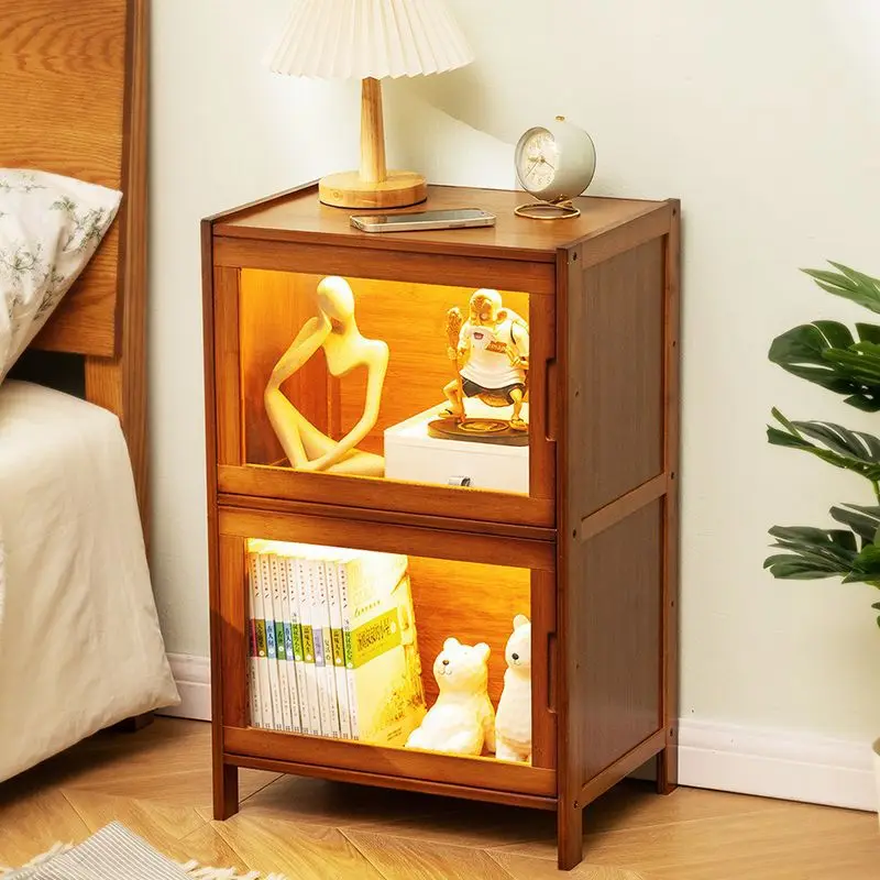 Household Bedside Table Modern Simple Storage Small Night Stand Solid Wood Bedchamber Children Large Capacity Home Furniture