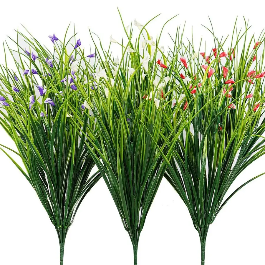 

Искусственные уличные растения, 6 шт., 23 высоких искусственных травы, искусственные уличные растения с цветами для сада, веранды, оконных ящиков, магазина, офиса, дома