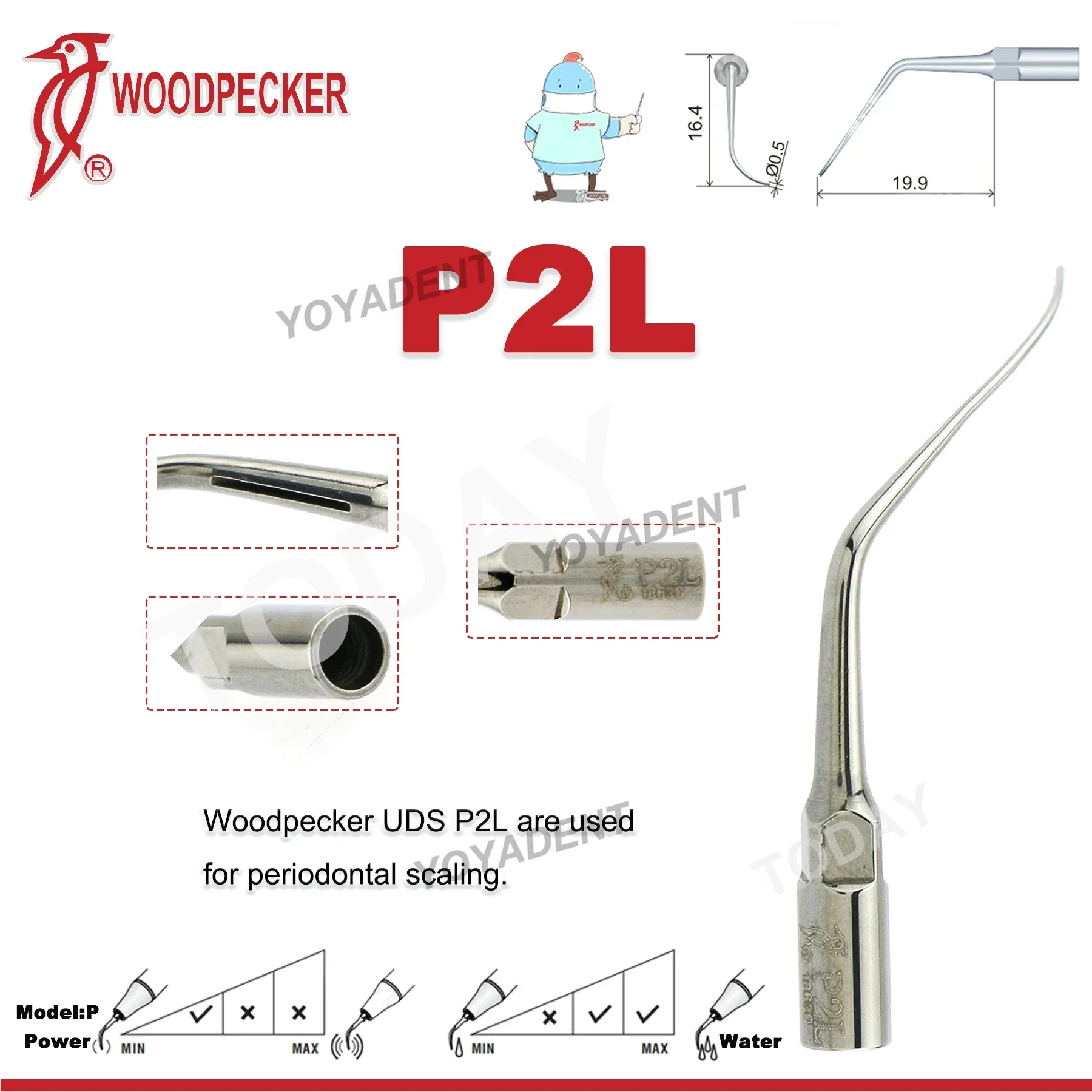 Specht Tandheelkundige Ultrasone Piezo Scaler Handstuk LED HW-5L Scaling Tips Fit UDS EMS Ultrasone Scaler Tandheelkundige Gereedschappen