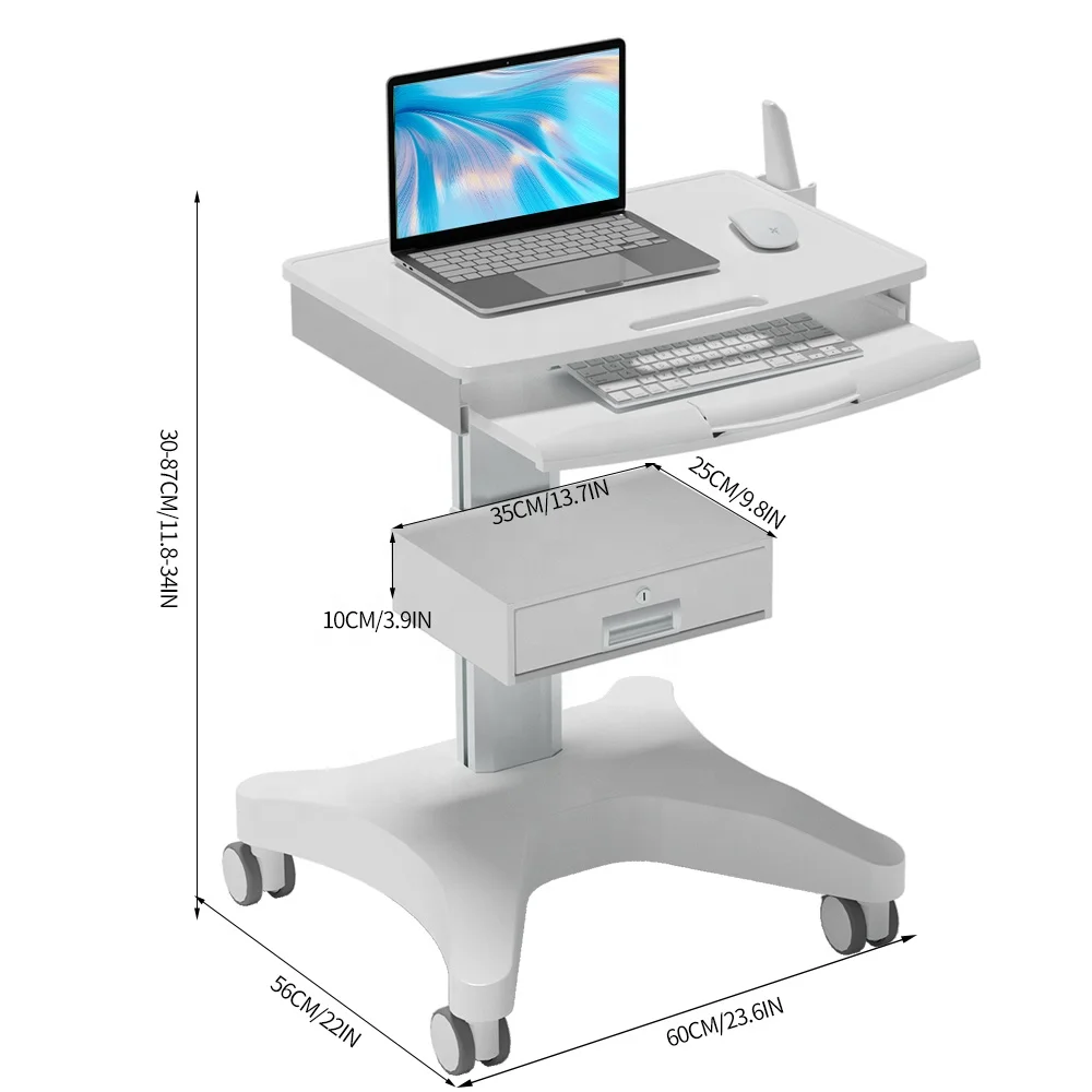 Dental Trolley Clinic Furniture Dental Cart Hospital Oral Scanner Mobile Nursing Cart Medical Cart for Laptop