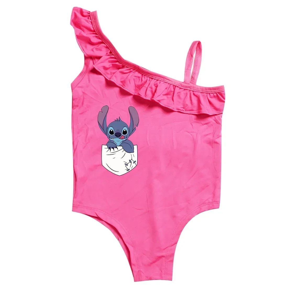 Cartoon Baby Girl Swimsuit One Piece Children Swimwear Stitch Kid Lovely Bikini Bathing Suit Beach Wear Clothes Set