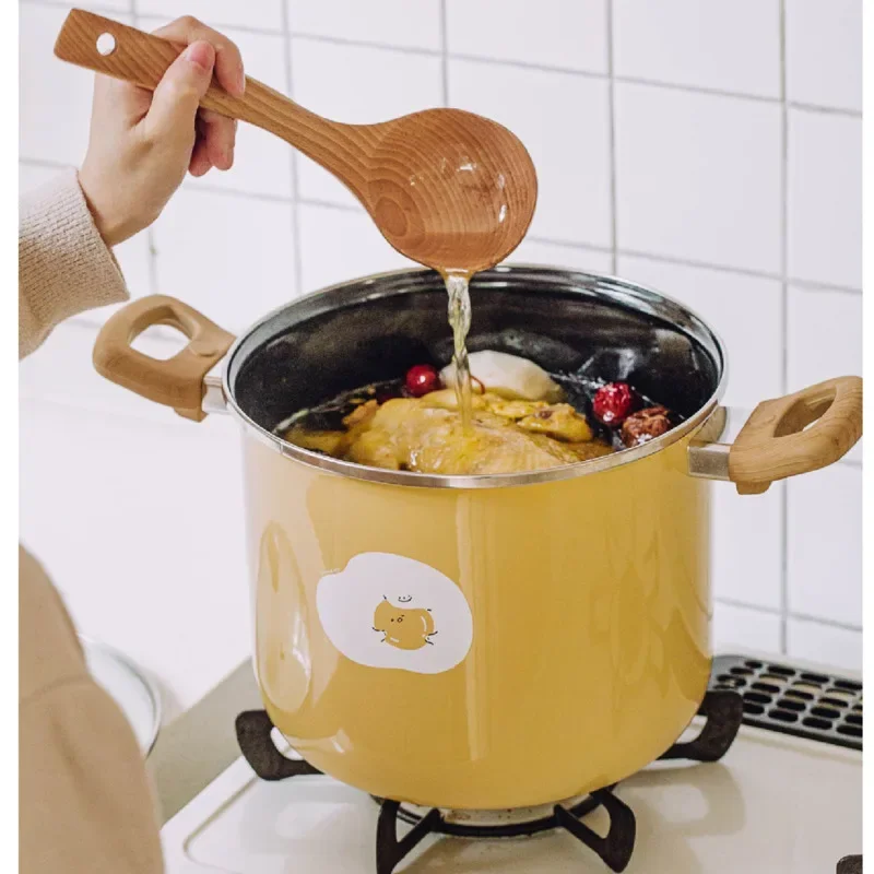 High Appearance Level Enamel Pot Household Deepening Cooking Pot Two Ears Steamed Stew Pot Large Capacity Soup Pot Gifts