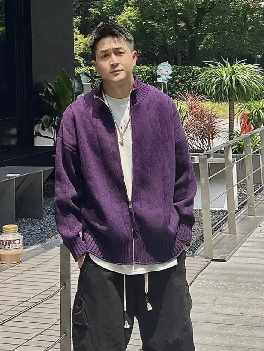 

Мужской вязаный кардиган премиум-класса: повседневный, осенне-зимний, новинка, модный, открытый, из полиэфирного волокна