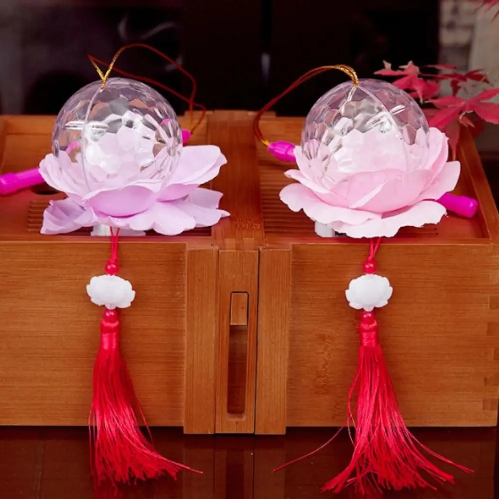 Chinese Style Stylish Glowing Hand Held Lantern Portable Handmade Lotus Lantern Cute Creative LED Light Mid-Autumn Festival