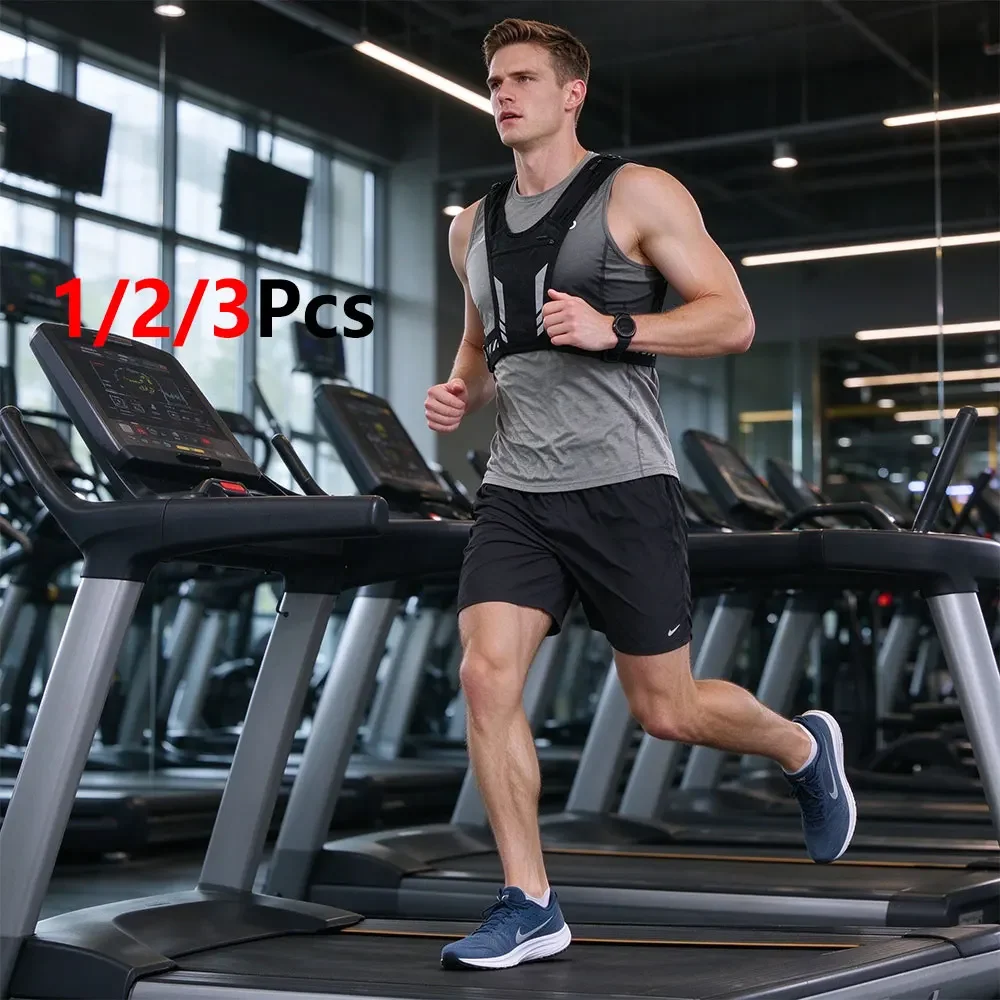 1/2/3Pcs Adjustable Outdoor Running Vest,Breathable Mesh Reflective Chest Pack,Multi Storage Pockets for Phone & Bottle,Marathon