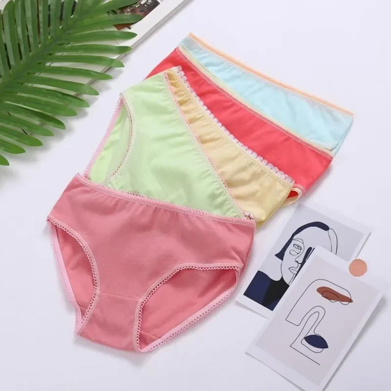 6Pcs/Lot Random Delivery Girls Briefs Panties Underwear Solid Cotton Panties 2-12Years